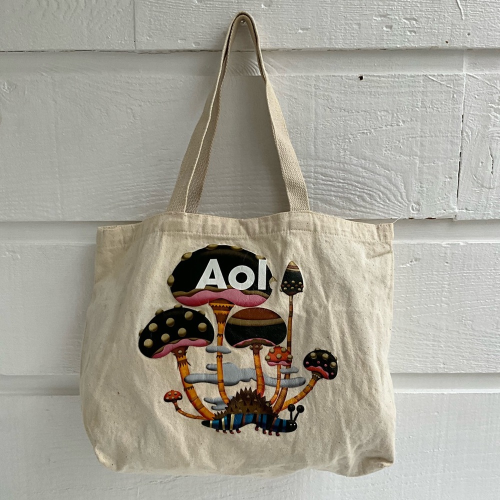 South by Southwest AOL Bold Graphic Mushroom Novelty Reusable Canvas Tote Bag